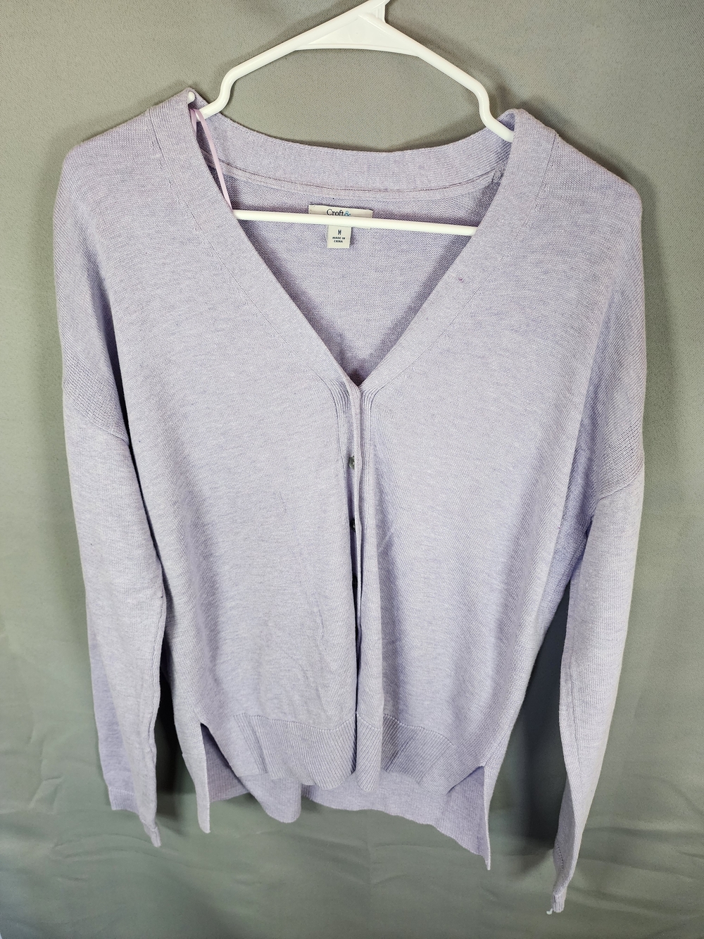 croft & barrow Light Lavender V-Neck Women's Cardigan Sweater